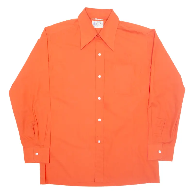 Tien Tan Mens Plain Shirt Orange Long Sleeve L 1