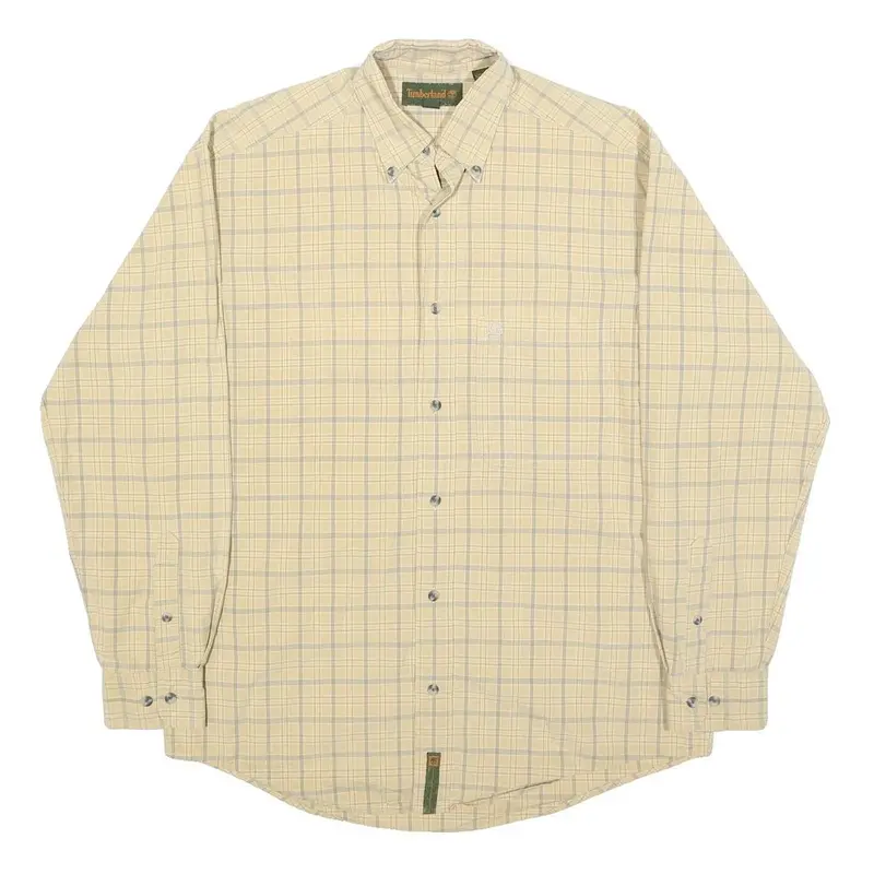 Timberland Mens Beige & Blue Check Shirt S Button-Down Collar Long Sleeve Casual 1
