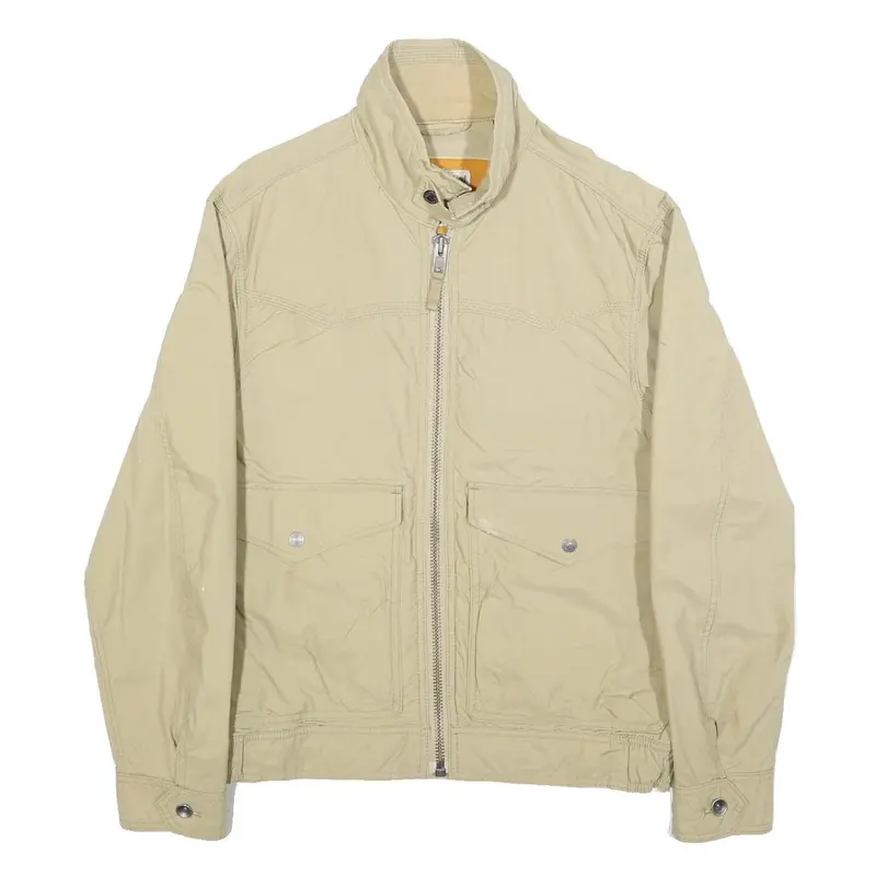 Timberland Mens Beige Cotton Blend Jacket S Plain Zip Casual Lightweight 1