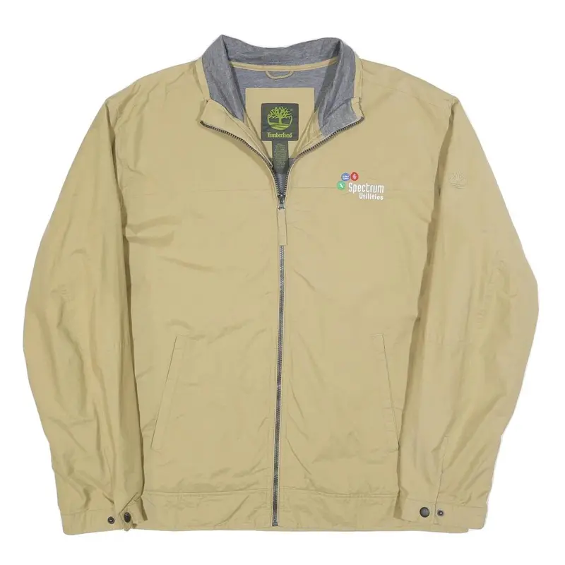 Timberland Mens Beige Cotton Blend Zip Jacket Xl Plain Lightweight Workwear 1