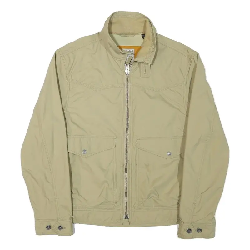 Timberland Mens Beige Jacket M Polyester Blend Plain Zip Casual Outdoor Wear 1