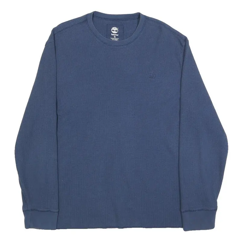 Timberland Mens Blue Plain Crew Neck Basic Knit Xl Cotton Blend Jumper 1