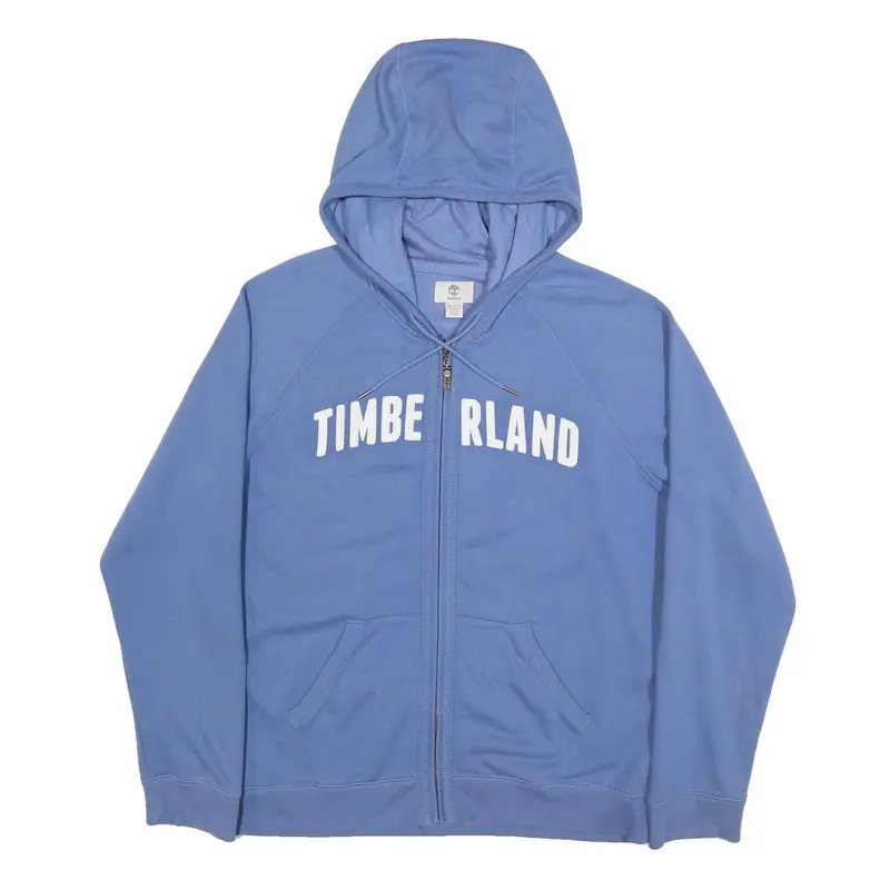 Timberland Mens Blue Zip Hoodie 2Xl Cotton Blend Casual Style 1