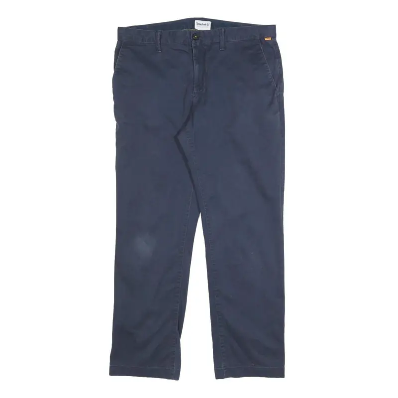 Timberland Mens Cotton Blend Navy Regular Fit Straight Leg Trousers W33 L29 1