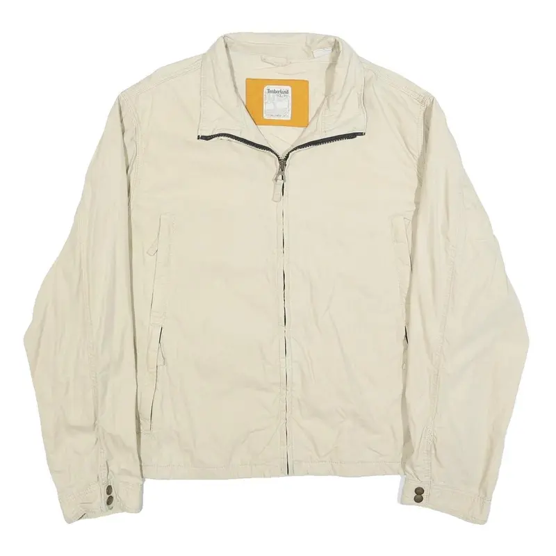 Timberland Mens Cream Outdoor Jacket Xl Cotton Blend Plain Zip Casual 1