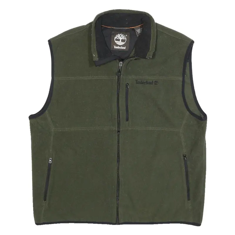 Timberland Mens Green Polyester Fleece Zip Jacket L Outdoor Casual 1