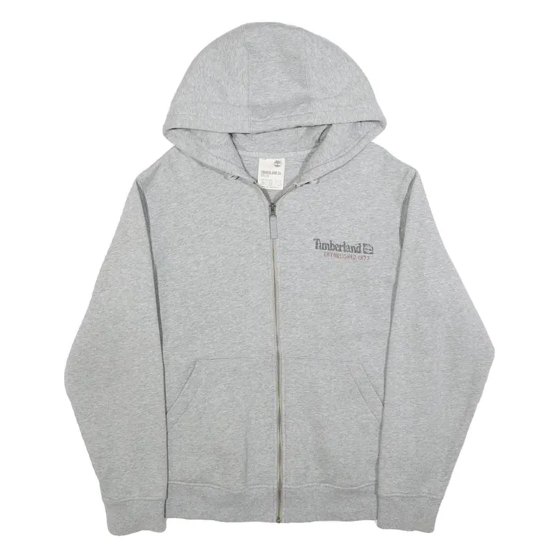 Timberland Mens Grey Hoodie Cotton Full Zip L Casual Outdoor Sweatshirt 1