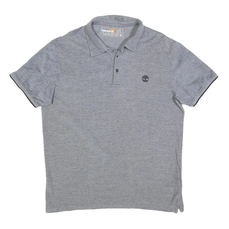 Timberland Mens Grey Short Sleeve Plain Polo Shirt L Casual Cotton 1