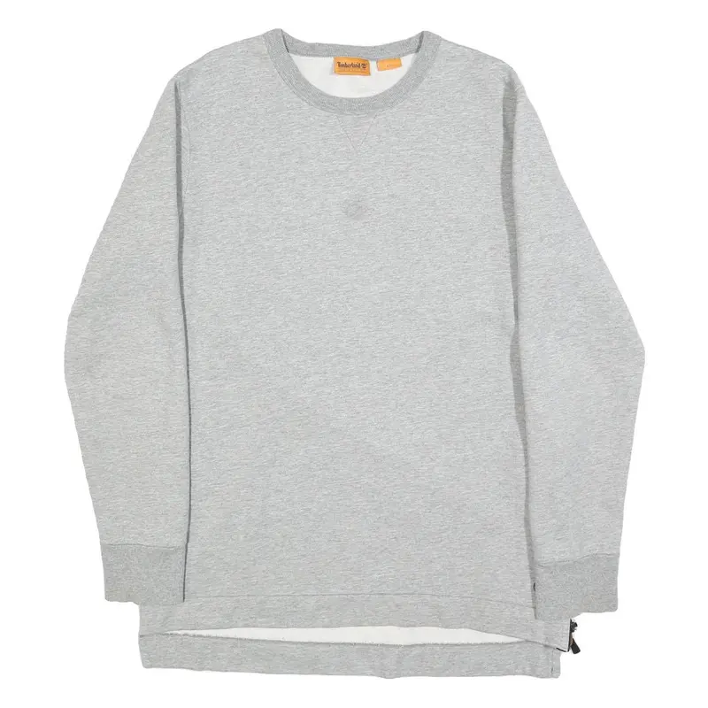 Timberland Mens Grey Sweatshirt L Crew Neck Cotton Blend Pullover Logo 1