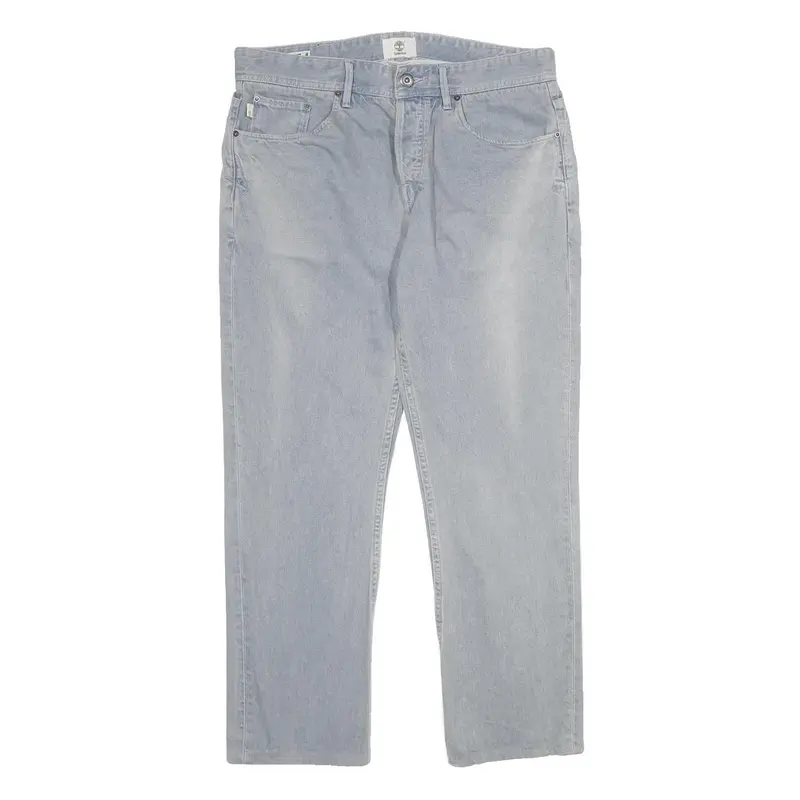 Timberland Mens Jeans Light Blue Regular Straight Denim W34 L30 Button Closure 1