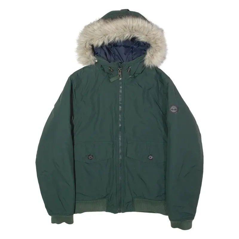 Timberland Mens Parka Jacket Green Nylon Hooded S 1