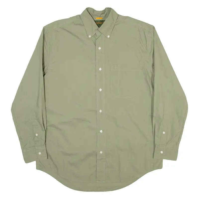 Timberland Mens Plain Shirt Green Long Sleeve S 1