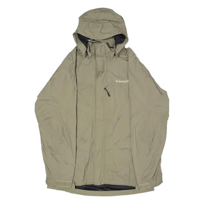 Timberland Mens Rain Jacket Beige Nylon Hooded S 1