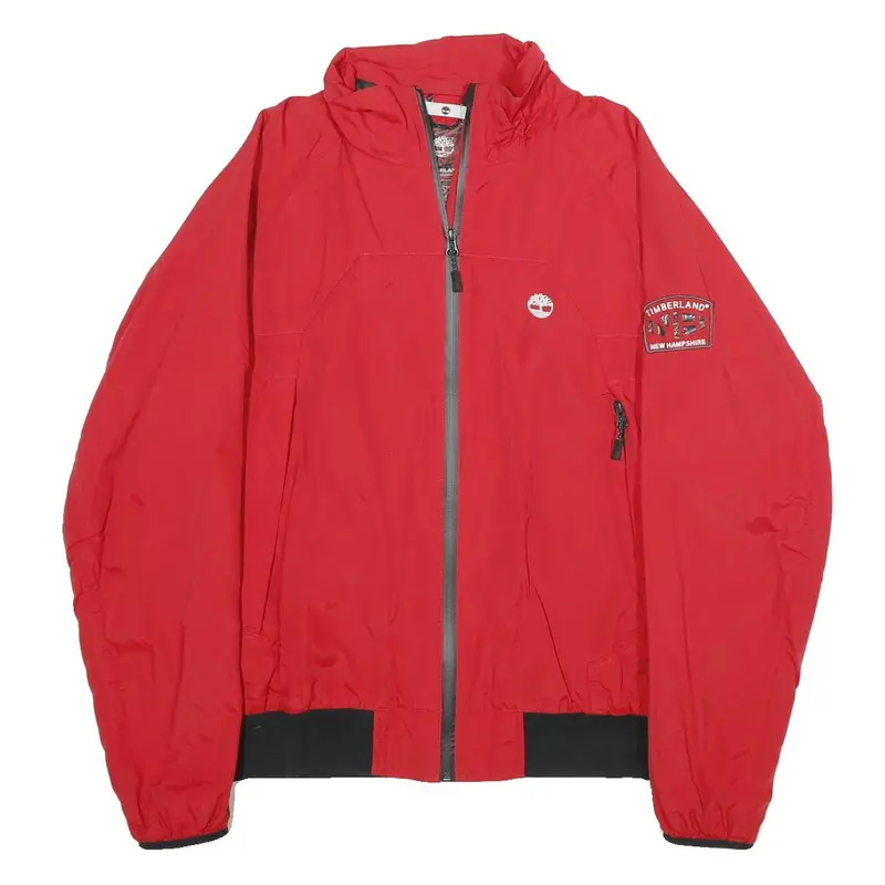 Timberland Mens Red Nylon Zip Jacket M Outdoor Casual Lightweight 1