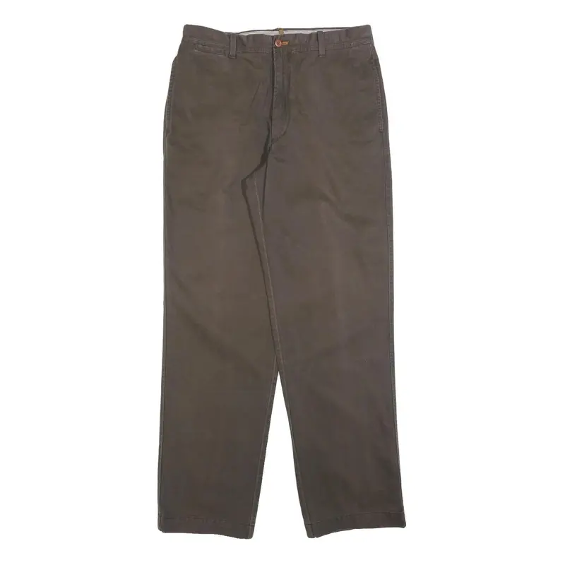 Timberland Mens Regular Brown Cotton Blend Trousers W34 L34 Zip Pockets 1
