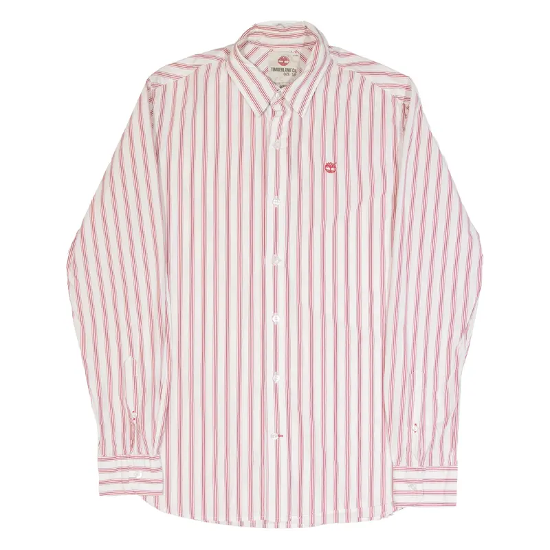 Timberland Mens Shirt Red Striped Long Sleeve S 1