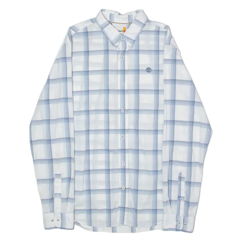 Timberland Mens Shirt White Check Long Sleeve L 1