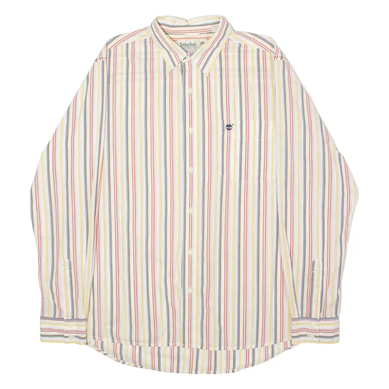Timberland Mens Shirt White Striped Long Sleeve Xl 1