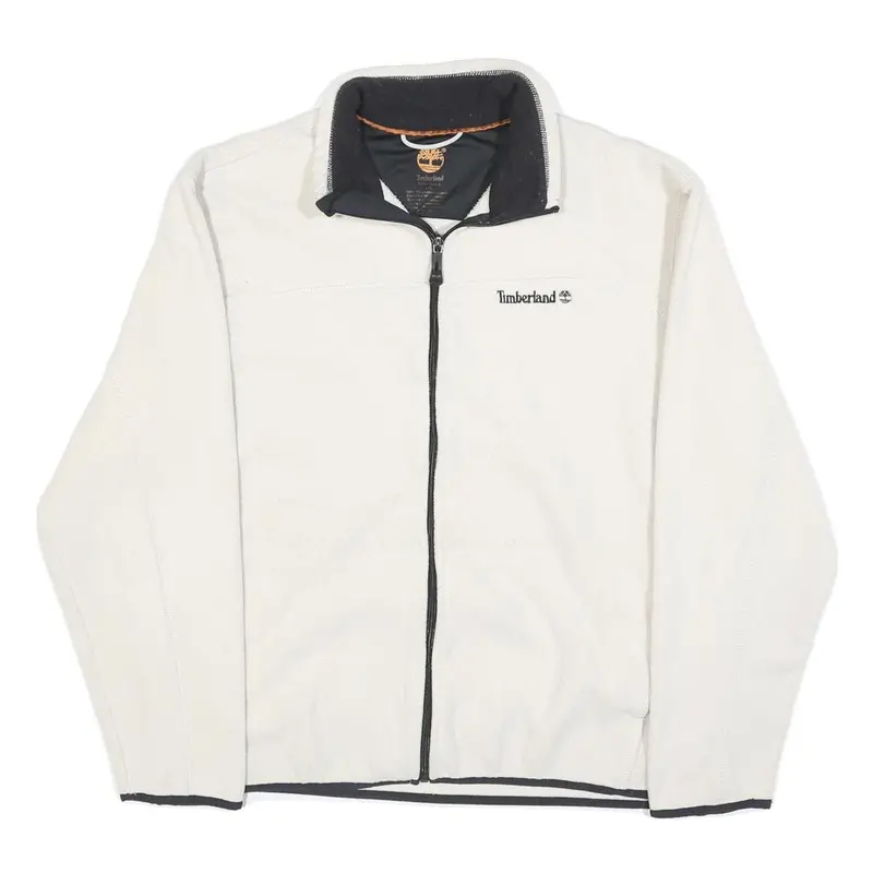 Timberland Mens White Zip Jacket L Polyester Plain Outdoor Casual Lightweight 1