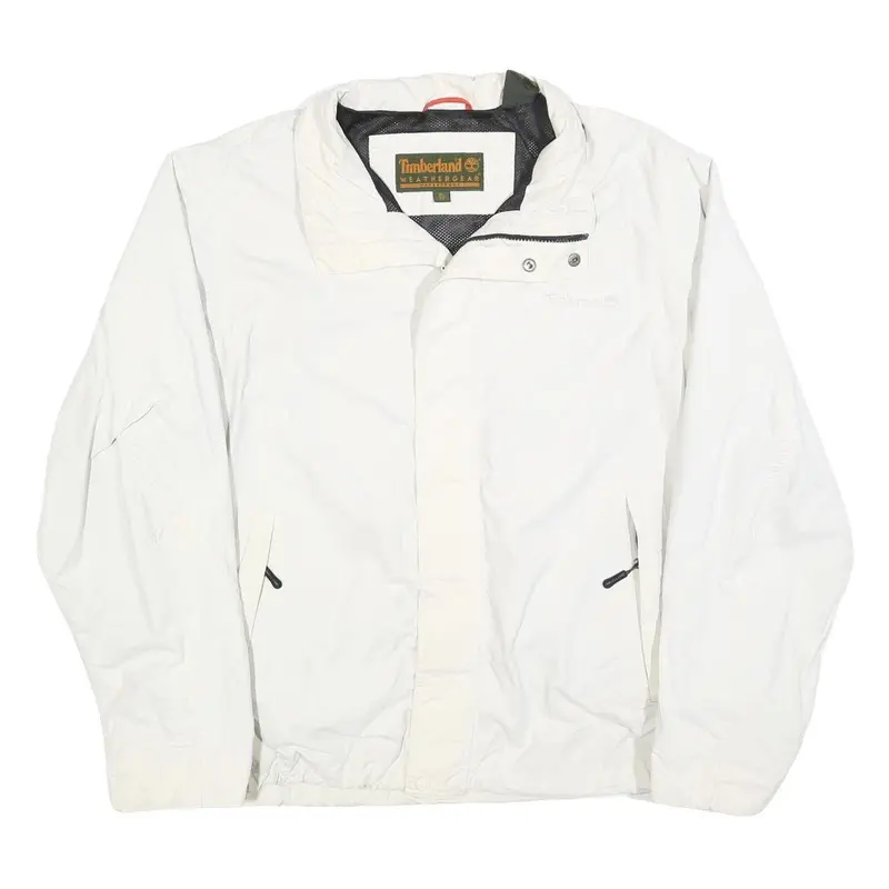 Timberland Mens White Zip Jacket Xl Polyester Blend Outdoor Casual Weathergear 1