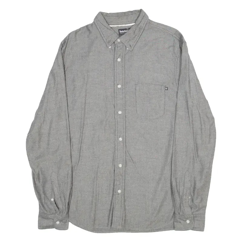 Timberland Slim Fit Mens Plain Shirt Grey Long Sleeve L 1