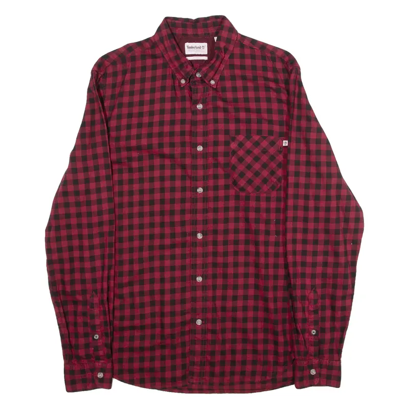 Timberland Slim Fit Mens Shirt Red 90S Plaid Long Sleeve M 1