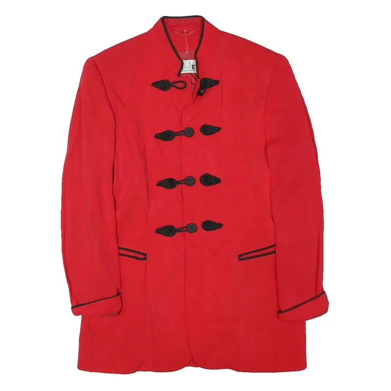 Time Collection Womens Red Button Jacket Xs Viscose Blend Plain Elegant Tailored 1