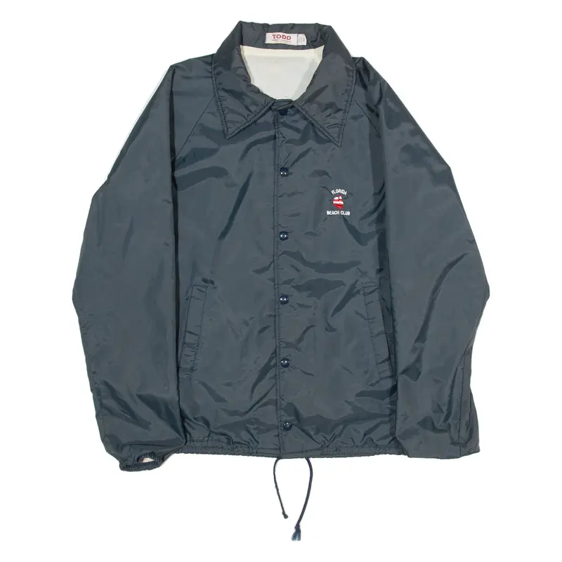 Todd Sportswear Florida Beach Club Mens Coach Jacket Blue Nylon Usa M 1