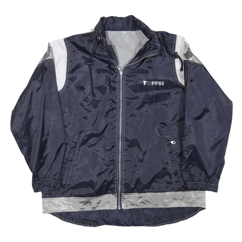 Toffs Mens Navy Blue & Silver Casual Zip Jacket M Polyester Blend Lightweight 1