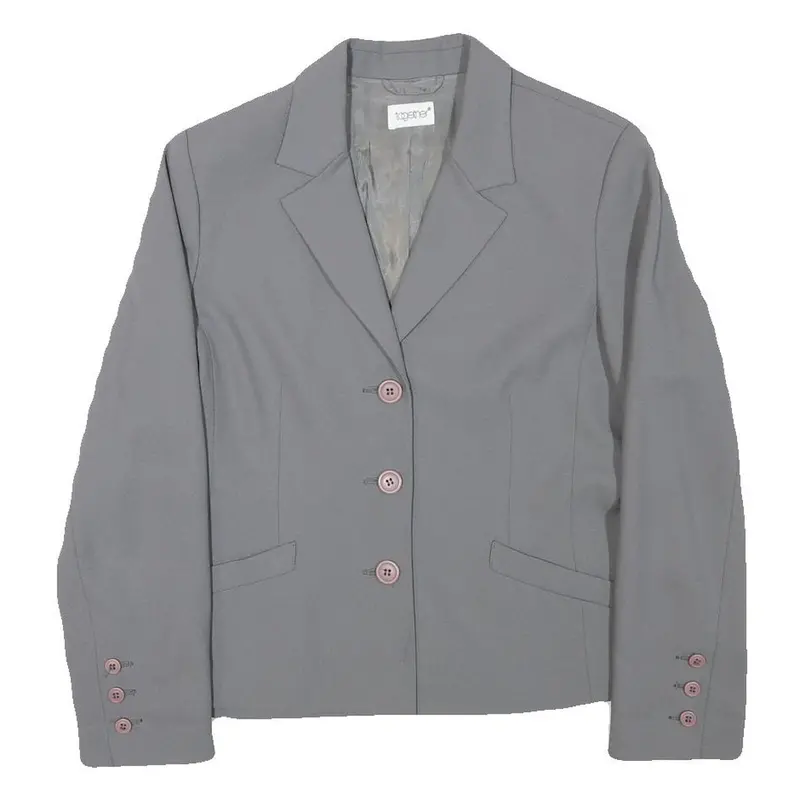 Together Womens Grey Button Jacket M Polyester Blend Classic Tailored Plain 1