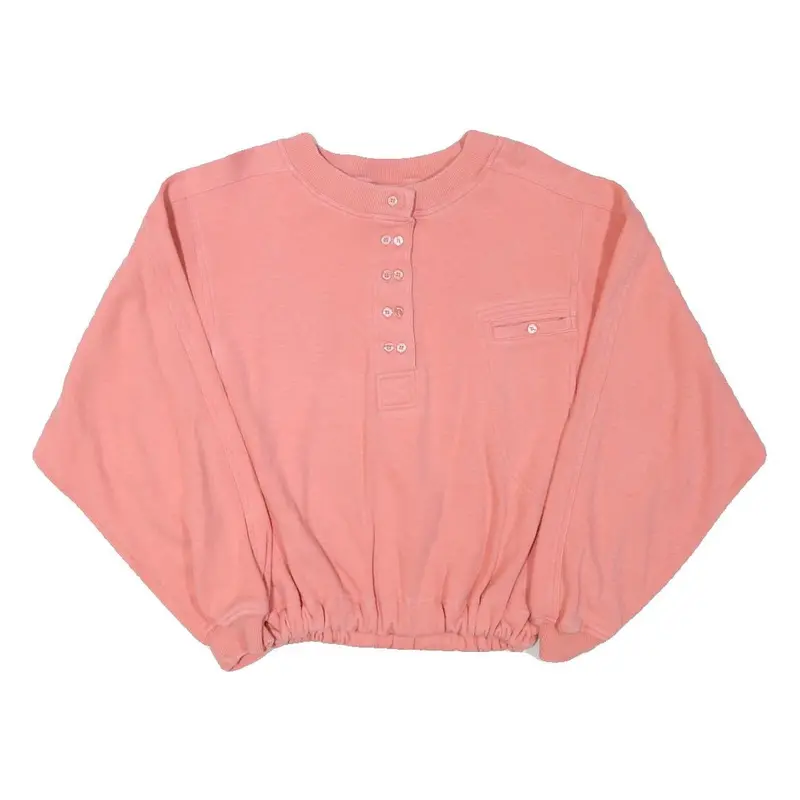Together Womens Pink Pullover Sweatshirt M Button Neck Relaxed Fit Casual Style 1