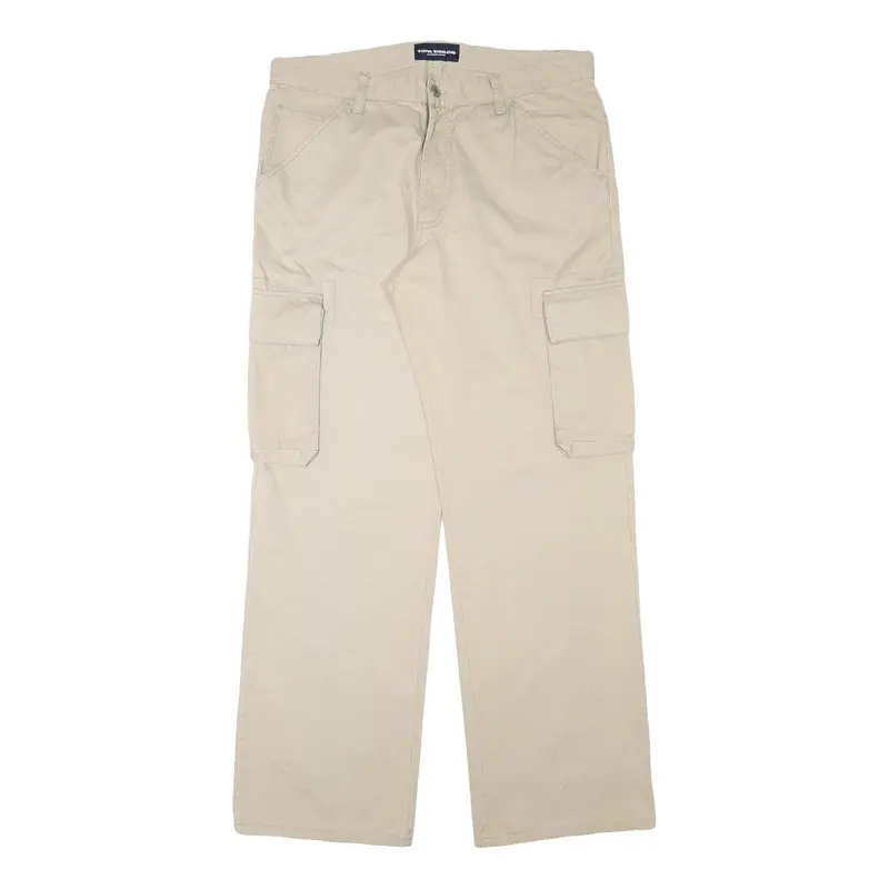 Tom Tailor Mens Cotton Blend Beige Regular Straight Cargo Trousers W35 L32 1