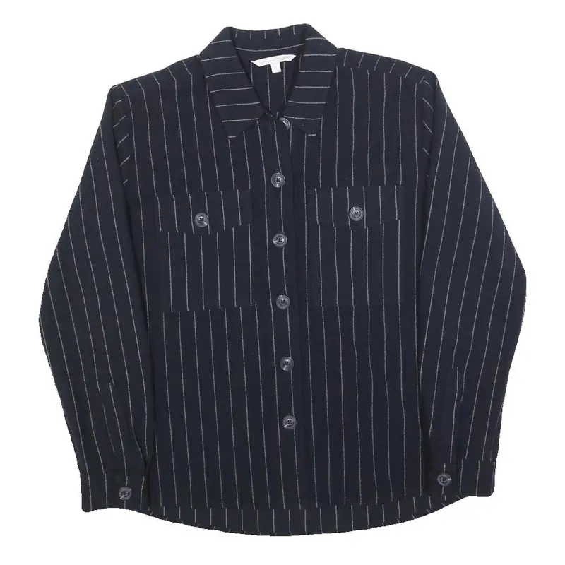 Tom Tailor Womens Blue Shirt Xs Pinstripe Button Pocket Casual Workwear 1