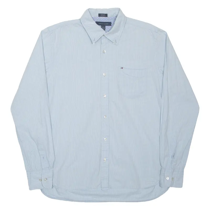 Tommy Hilfiger Custom Fit Mens Shirt Blue Gingham Long Sleeve M 1