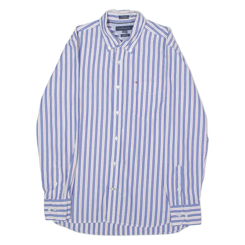 Tommy Hilfiger Custom Fit Mens Shirt Blue Striped Long Sleeve M 1
