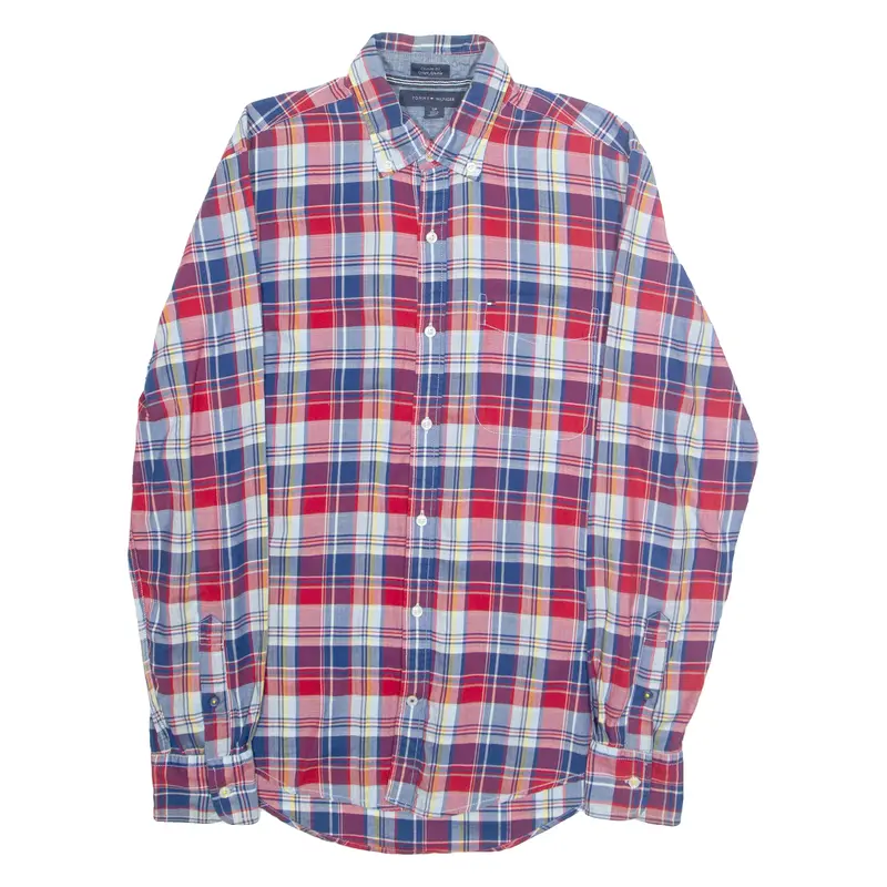 Tommy Hilfiger Custom Fit Mens Shirt Red Plaid Long Sleeve S 1