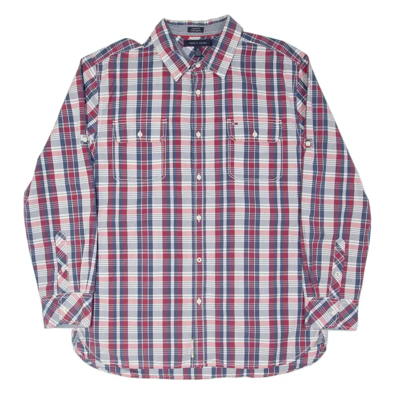 Tommy Hilfiger Custom Fit Mens Shirt Red Plaid Long Sleeve Xl 1