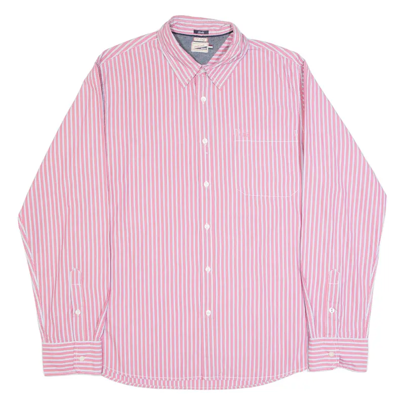 Tommy Hilfiger Denim Slim Fit Mens Shirt Red 90S Striped Long Sleeve 2Xl 1