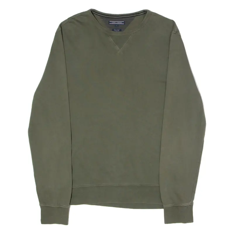 Tommy Hilfiger Fit Mens Jumper Green Crew Neck Tight Knit Xl 1