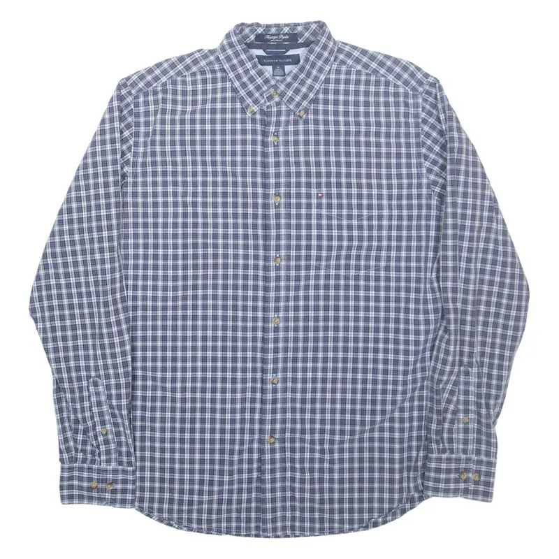 Tommy Hilfiger Heritage Poplin Mens Shirt Blue Check Long Sleeve M 1