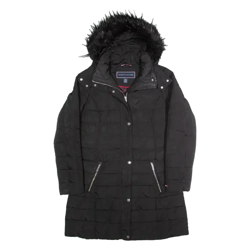 Tommy Hilfiger Insulated Womens Puffer Coat Black Hooded S 1