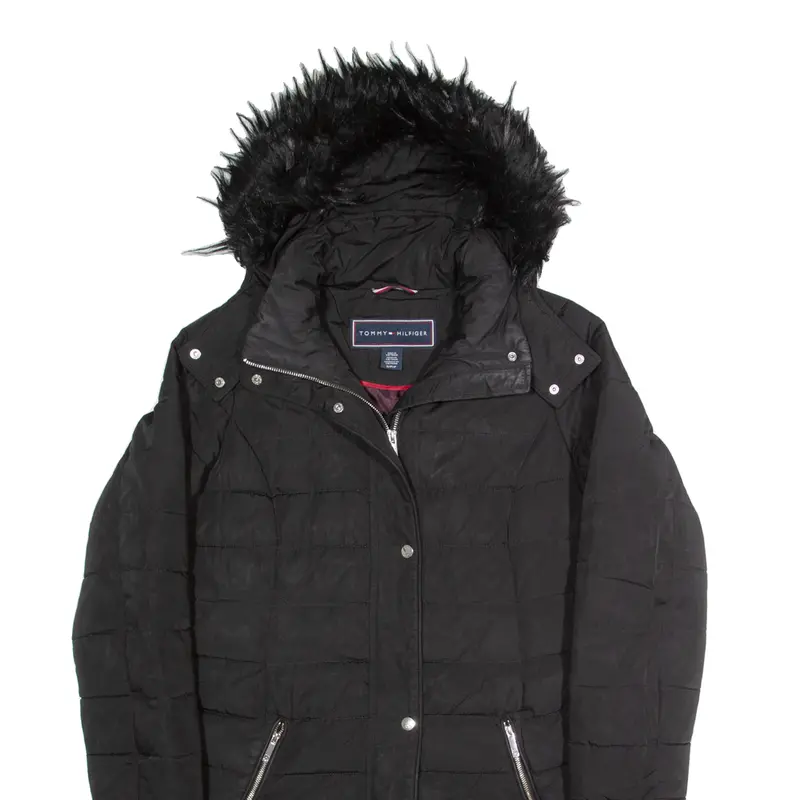 Tommy Hilfiger Insulated Womens Puffer Coat Black Hooded S 2