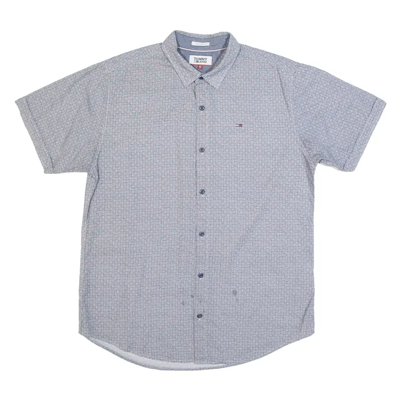 Tommy Hilfiger Jeans Weave Mens Shirt Blue Geometric M 1