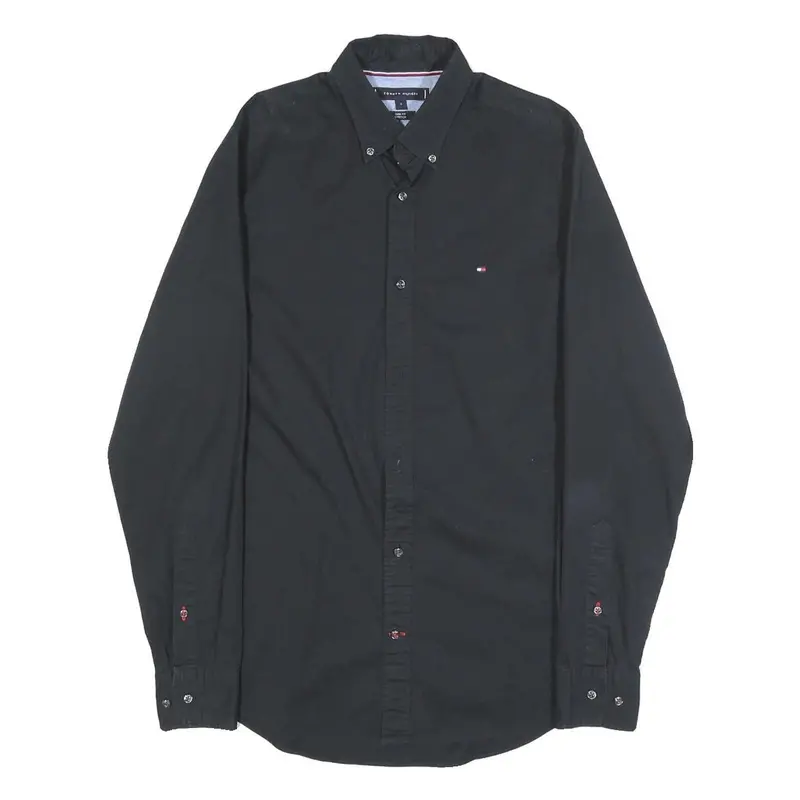 Tommy Hilfiger Mens Black Button Down Shirt S Cotton Blend Casual Classic 1