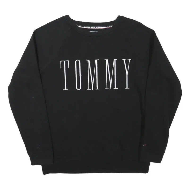 Tommy Hilfiger Mens Black Crew Neck S Sweatshirt Cotton Blend Pullover 1