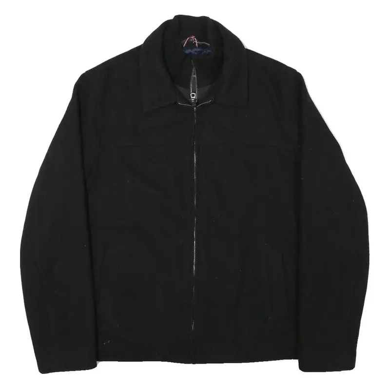 Tommy Hilfiger Mens Black Wool Blend Jacket M Zip Classic Outerwear Coat 1
