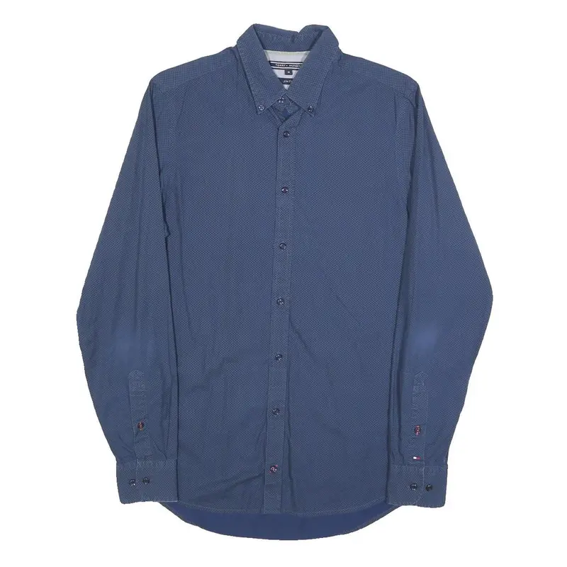 Tommy Hilfiger Mens Blue Button Down Shirt M Cotton Blend Casual Stylish 1