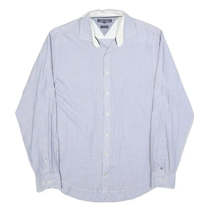 Tommy Hilfiger Mens Blue Shirt L Cotton Blend Long Sleeve Button Formal 1