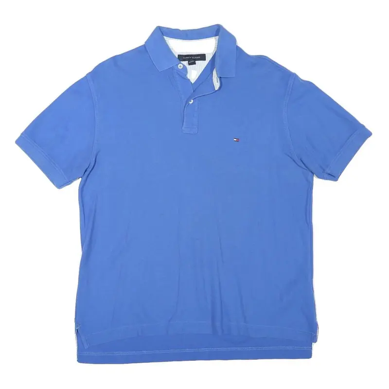 Tommy Hilfiger Mens Blue Short Sleeve Plain M Polo Shirt Classic Cotton Blend 1
