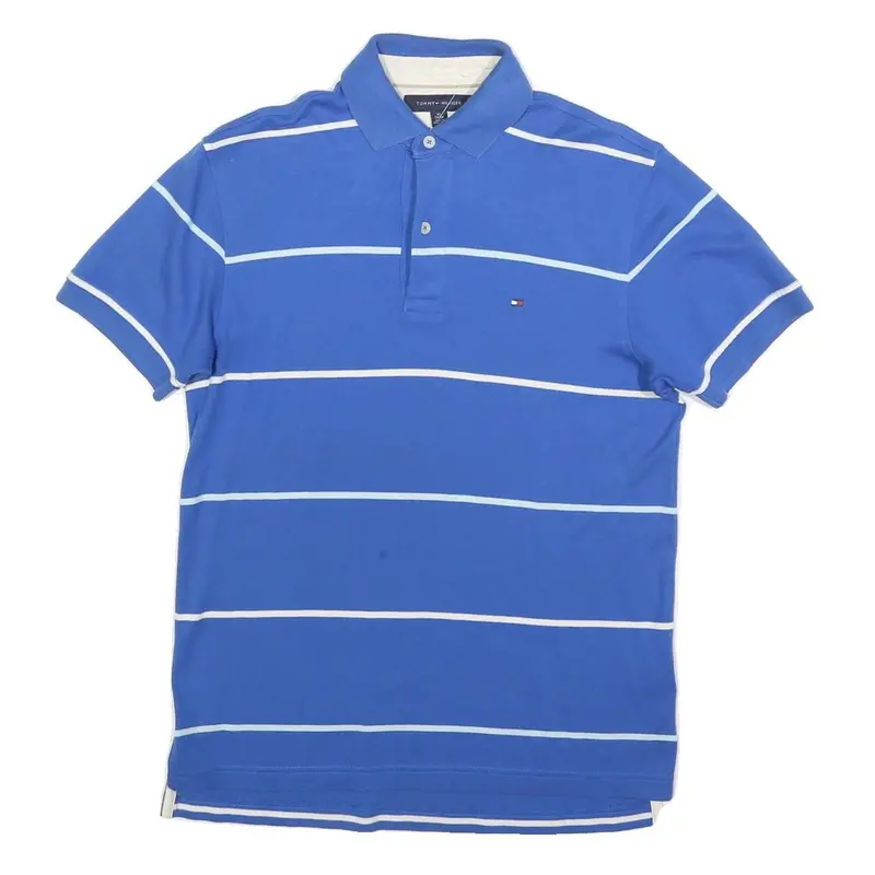 Tommy Hilfiger Mens Blue & White Striped Polo Shirt Xs Classic Cotton Blend 1